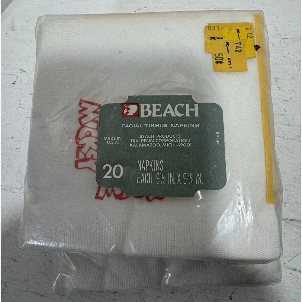 Lot of 2 vintage sealed packages Disney Mickey Mouse Happy Birthday napkins